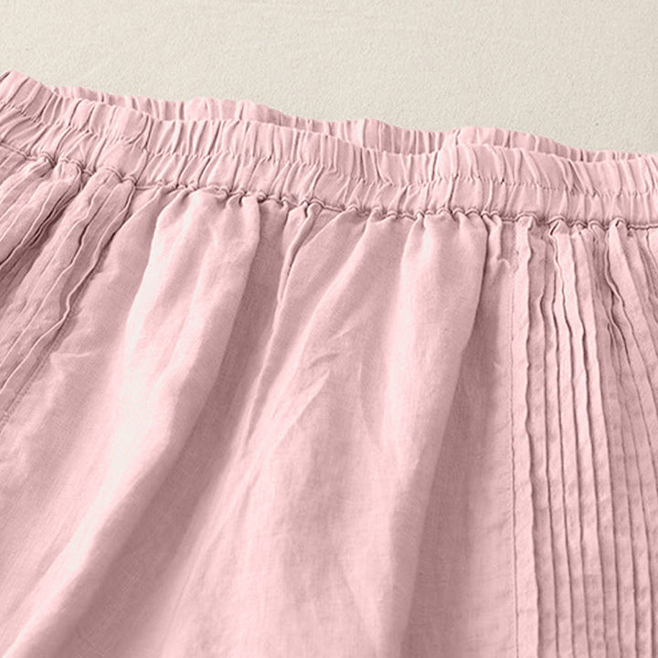 Buddha Stones Casual Plain Tucker Pleats Elastic Women's Polyester Wide Leg Pants With Pockets - image 3