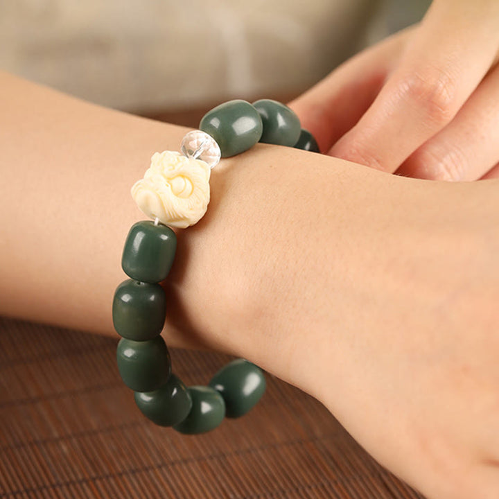 Buddha Stones Bodhi Seed Om Mani Padme Hum Lion Head Peace Bracelet - image 2