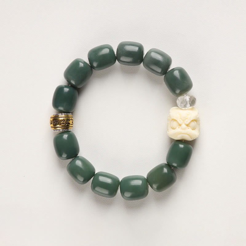 Buddha Stones Bodhi Seed Om Mani Padme Hum Lion Head Peace Bracelet - image 1
