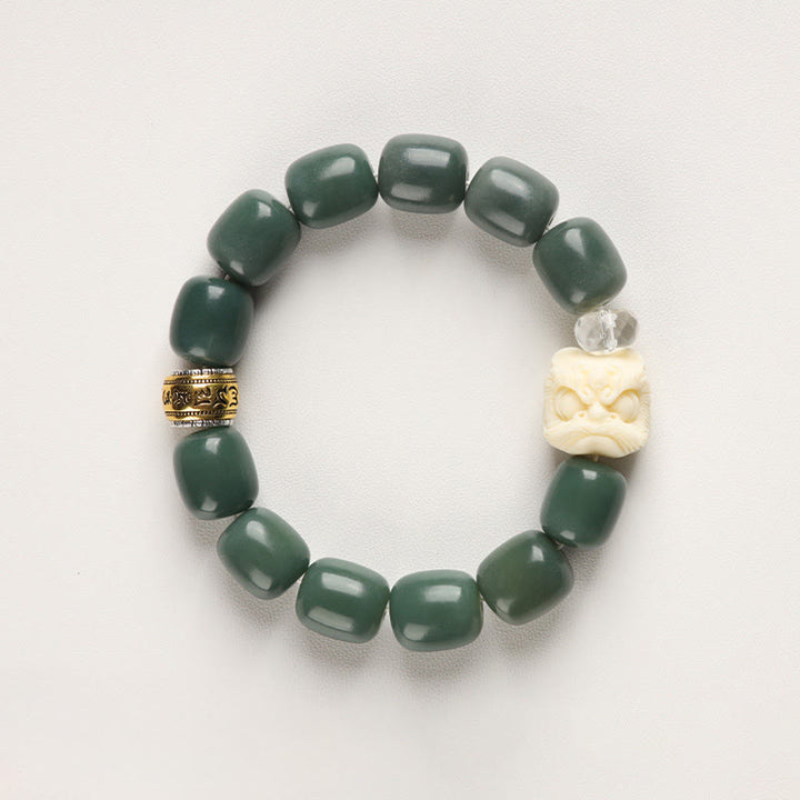 Buddha Stones Bodhi Seed Om Mani Padme Hum Lion Head Peace Bracelet - image 1