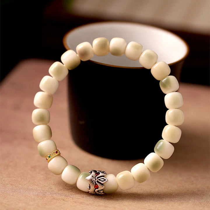 Buddha Stones Bodhi Seed Hammered Copper Brass Garuda Wisdom Bracelet - Bodhi Seed & Garuda(Wrist Circumference: 15-17cm) - image 0