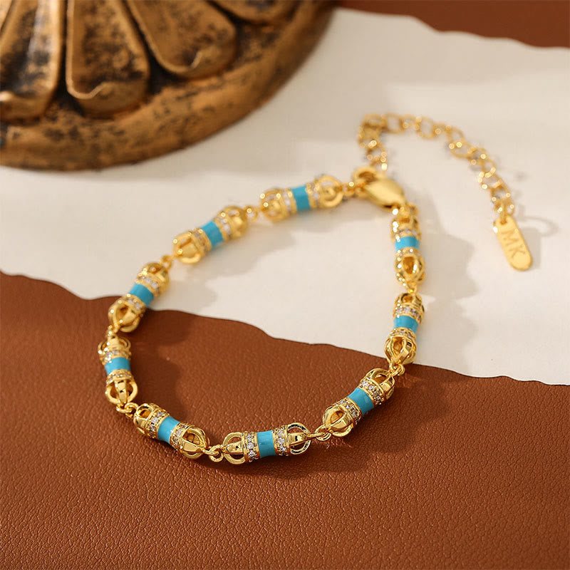 Buddha Stones Copper Brass Plated 24k Gold Vajra Wealth Luck Bracelet - image 5