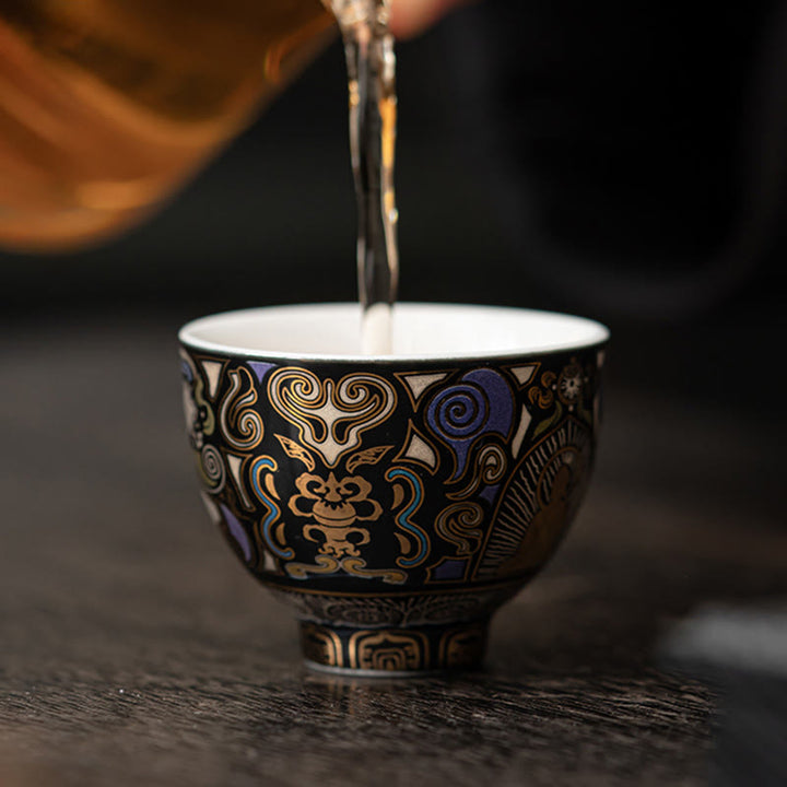 Buddha Stones Black Thangka Buddha Auspicious Clouds Teacup Kung Fu Tea Cup - image 8