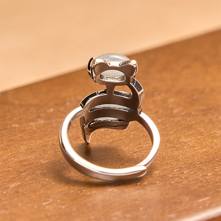 Buddha Stones Copper Fox Head Open Healing Ring - image 2