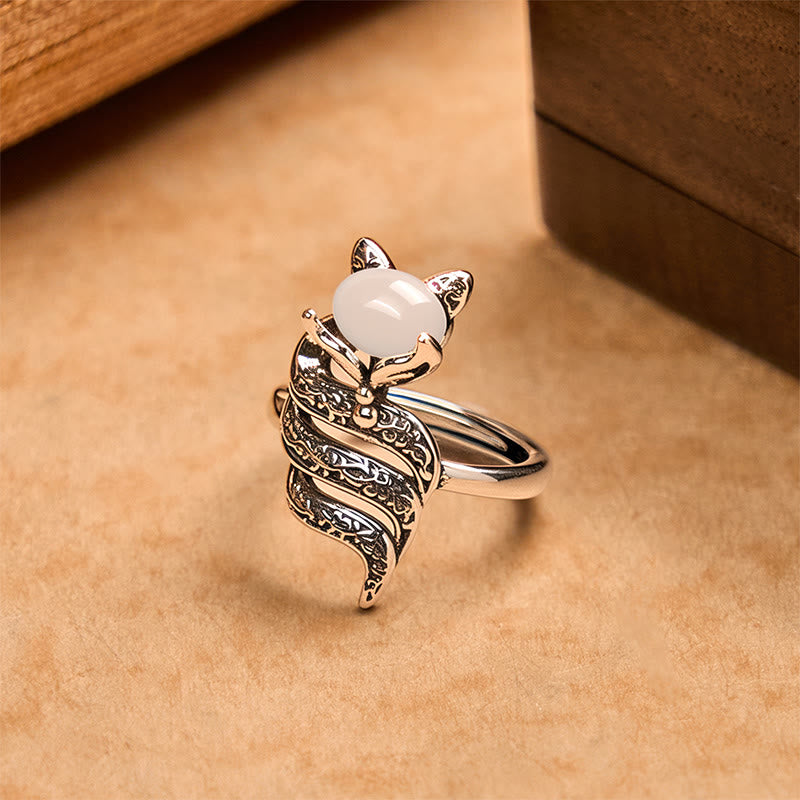 Buddha Stones Copper Fox Head Open Healing Ring - Copper Fox Head - image 0