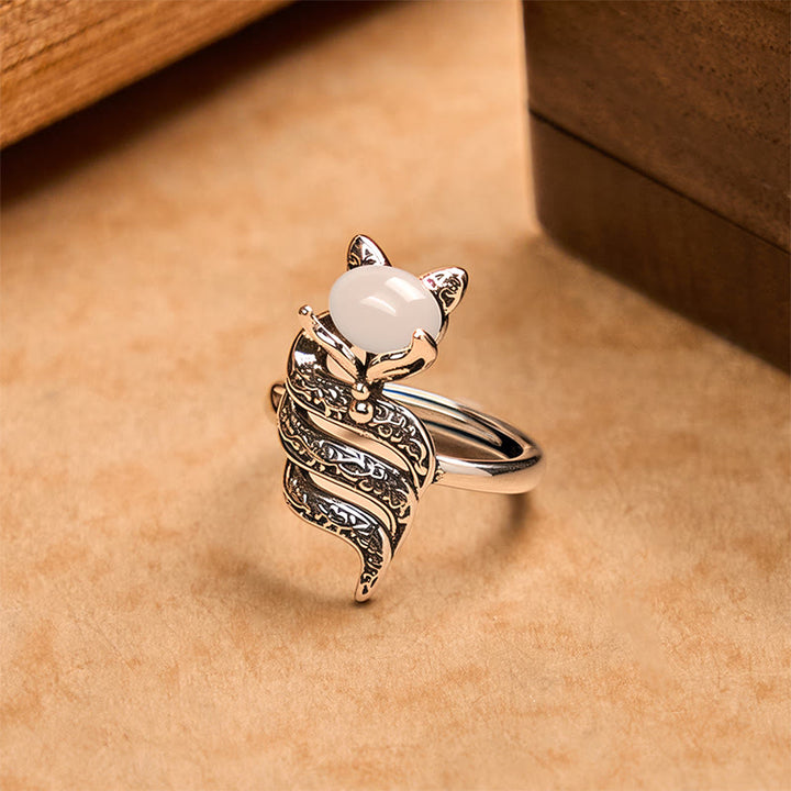 Buddha Stones Copper Fox Head Open Healing Ring - Copper Fox Head - image 0