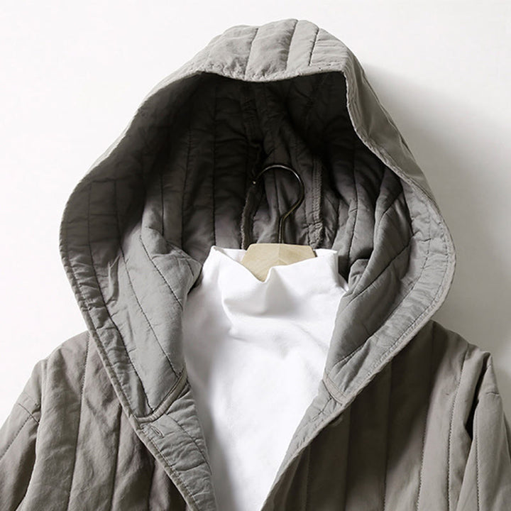 Buddha Stones Cord Design Quilting Women's Long Sleeve Cotton Hoodie Jacket With Pocket - image 7