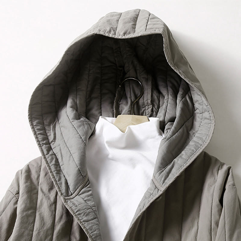 Buddha Stones Cord Design Quilting Women's Long Sleeve Cotton Hoodie Jacket With Pocket - image 7