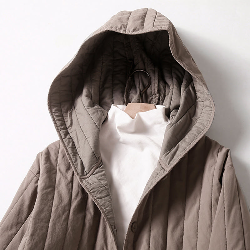 Buddha Stones Cord Design Quilting Women's Long Sleeve Cotton Hoodie Jacket With Pocket - image 1