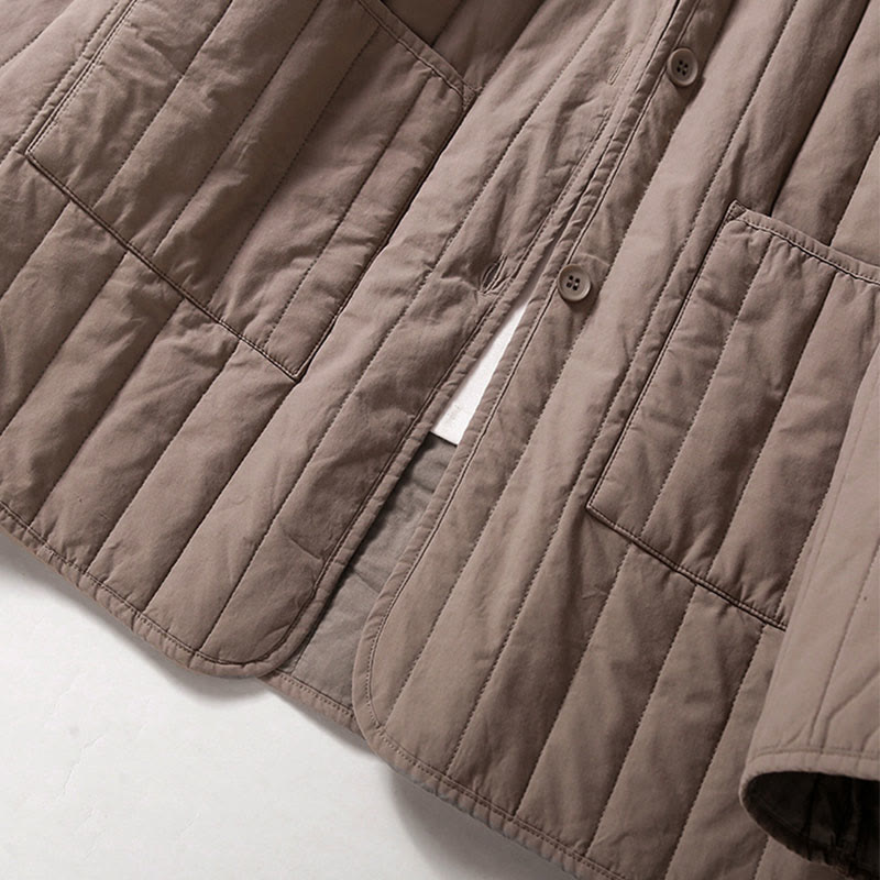 Buddha Stones Cord Design Quilting Women's Long Sleeve Cotton Hoodie Jacket With Pocket - image 5