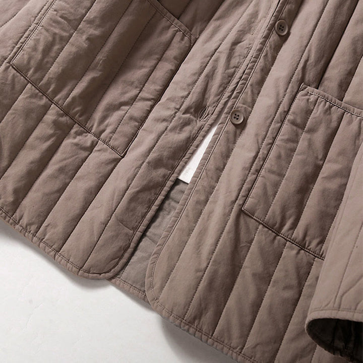 Buddha Stones Cord Design Quilting Women's Long Sleeve Cotton Hoodie Jacket With Pocket - image 5