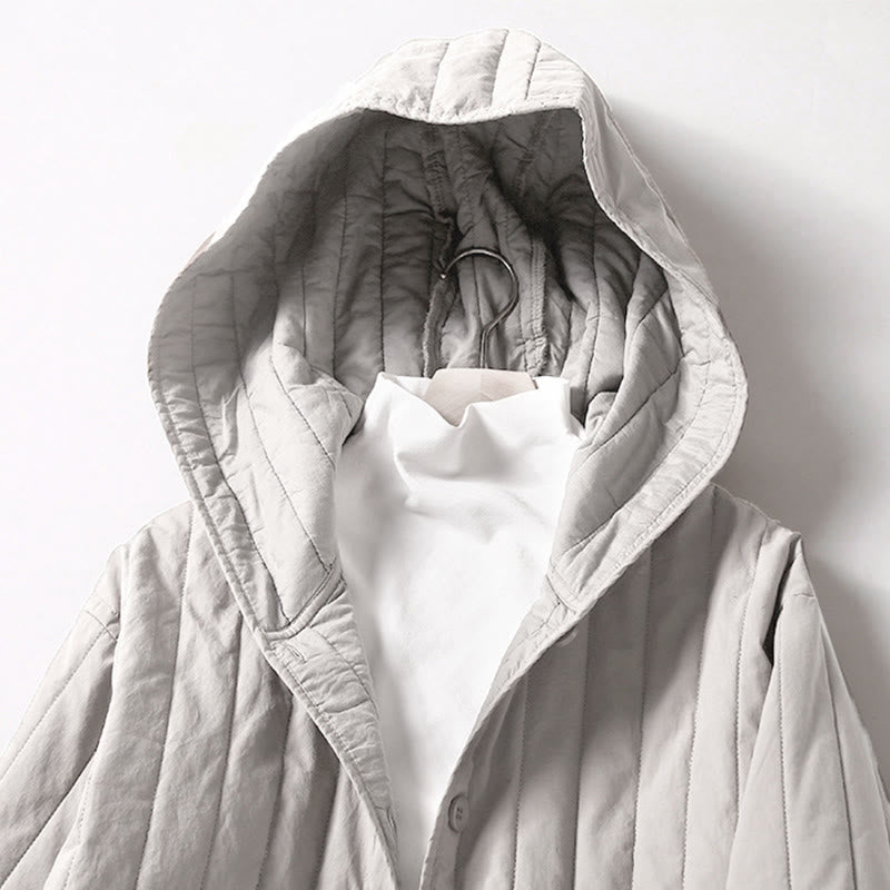 Buddha Stones Cord Design Quilting Women's Long Sleeve Cotton Hoodie Jacket With Pocket - image 16