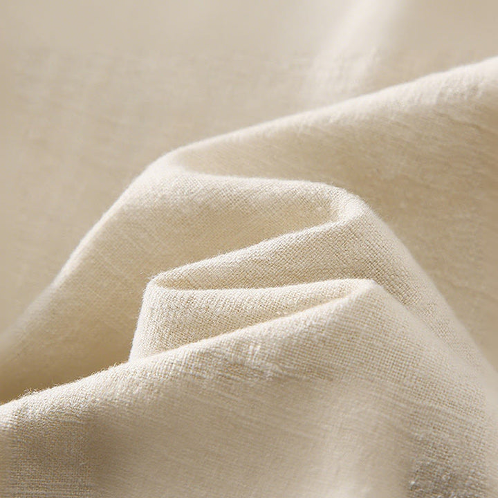 Buddha Stones Solid Color Long Sleeve Buttons Shirt Men Ramie Cotton Clothing With Pockets - image 2