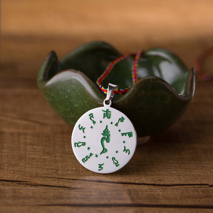 Buddha Stones Bodhisattva Tara Titanium Steel Faith Colored Rope Necklace Pendant - image 2