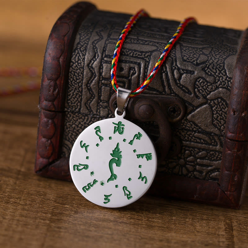 Buddha Stones Bodhisattva Tara Titanium Steel Faith Colored Rope Necklace Pendant - image 3