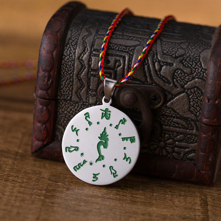 Buddha Stones Bodhisattva Tara Titanium Steel Faith Colored Rope Necklace Pendant - image 3