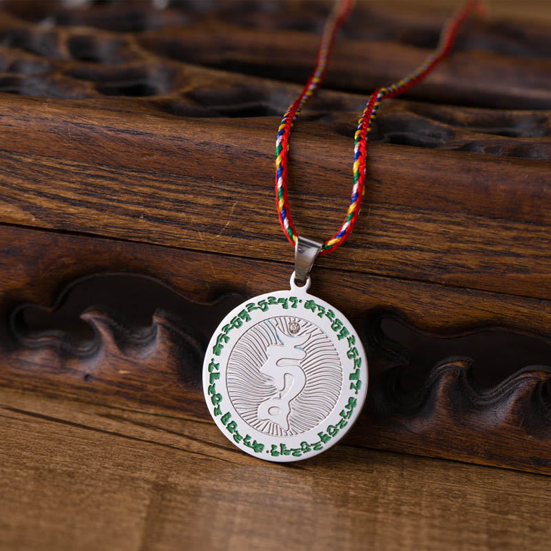 Buddha Stones Bodhisattva Tara Titanium Steel Faith Colored Rope Necklace Pendant - image 1