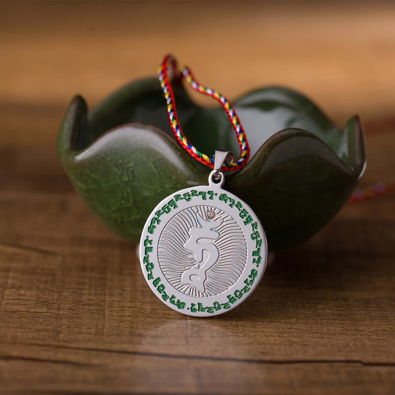 Buddha Stones Bodhisattva Tara Titanium Steel Faith Colored Rope Necklace Pendant - Bodhisattva Tara - image 0