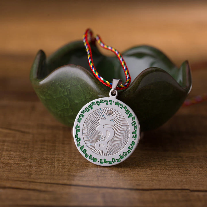 Buddha Stones Bodhisattva Tara Titanium Steel Faith Colored Rope Necklace Pendant - Bodhisattva Tara - image 0