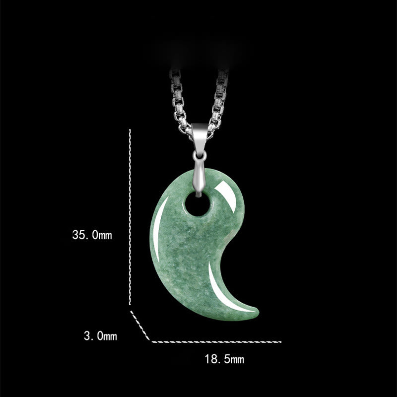 Buddha Stones 925 Sterling Silver Teardrop Design Jade Titanium Steel Chain Necklace Luck Pendant - image 2