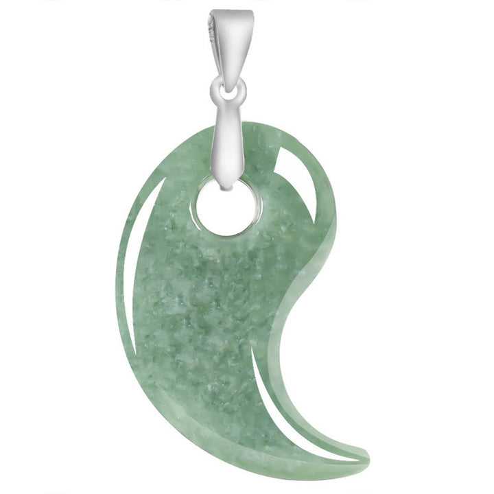 Buddha Stones 925 Sterling Silver Teardrop Design Jade Titanium Steel Chain Necklace Luck Pendant - image 1