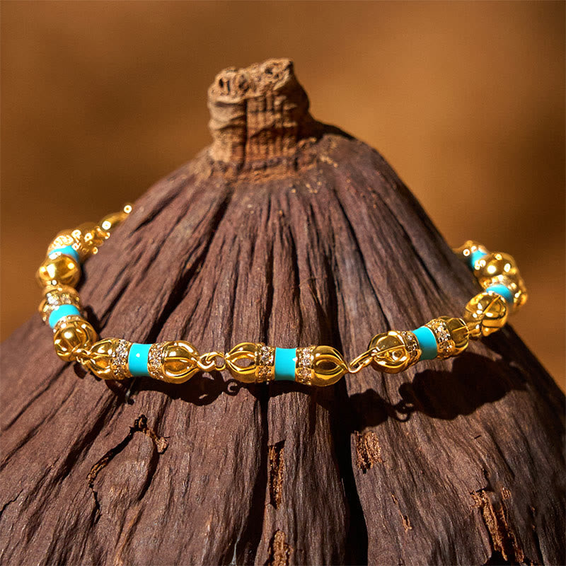 Buddha Stones Copper Brass Plated 24k Gold Vajra Wealth Luck Bracelet - image 2