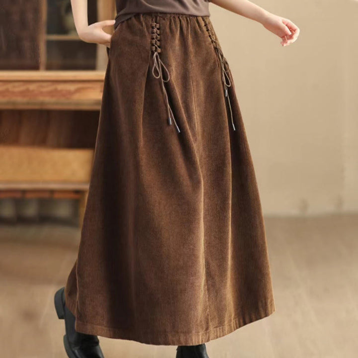 Buddha Stones Women's Plain Cotton Corduroy 7-8 Length Skirt With Pockets - SaddleBrown - US12,UK/AU16,EU44 (2XL) - image 8