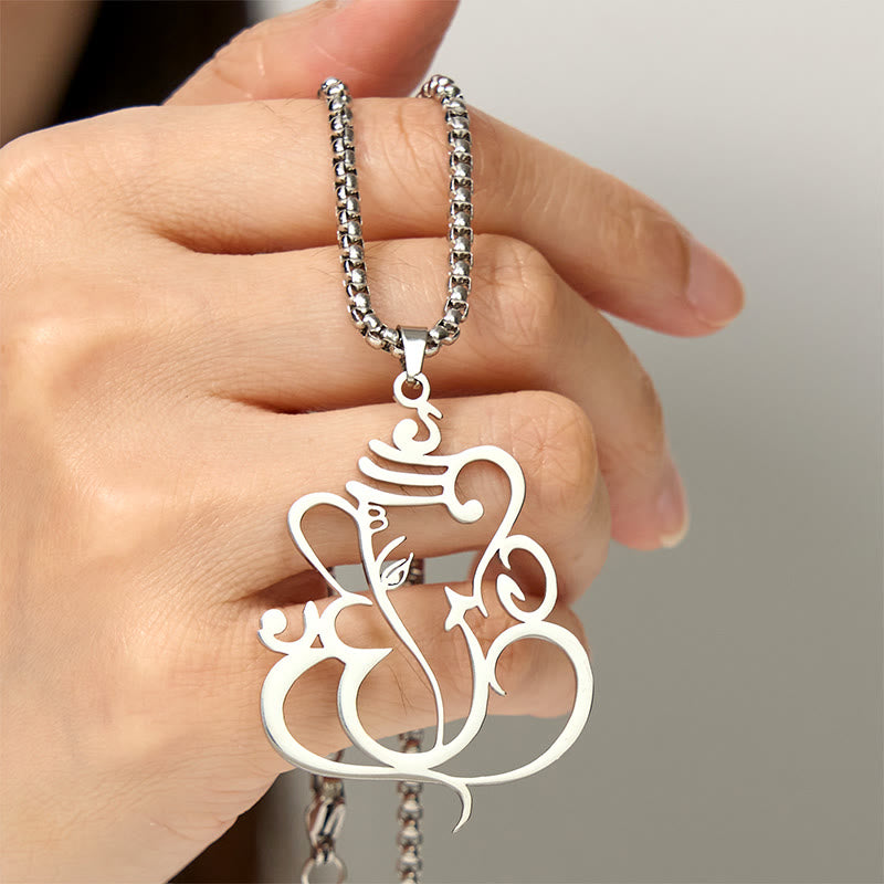 Buddha Stones Ganesh Elephant Stainless Steel Protection Necklace Pendant - image 11