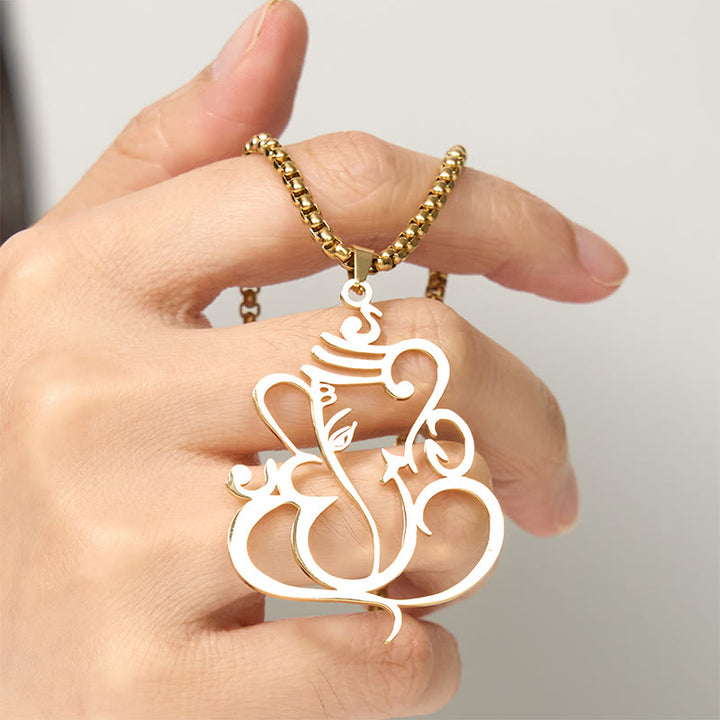 Buddha Stones Ganesh Elephant Stainless Steel Protection Necklace Pendant - image 4