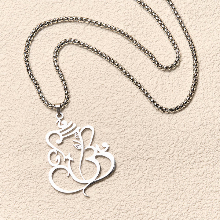 Buddha Stones Ganesh Elephant Stainless Steel Protection Necklace Pendant - image 9