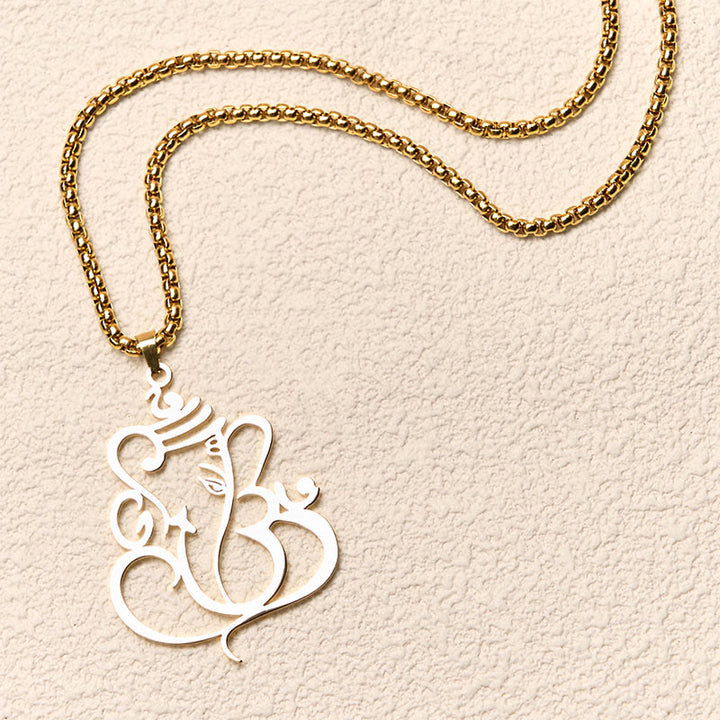 Buddha Stones Ganesh Elephant Stainless Steel Protection Necklace Pendant - image 2