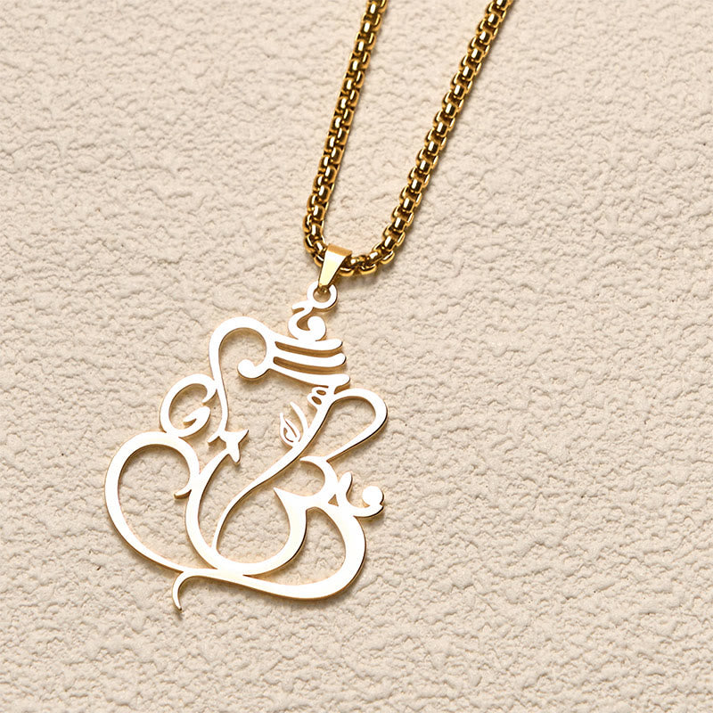 Buddha Stones Ganesh Elephant Stainless Steel Protection Necklace Pendant - image 3