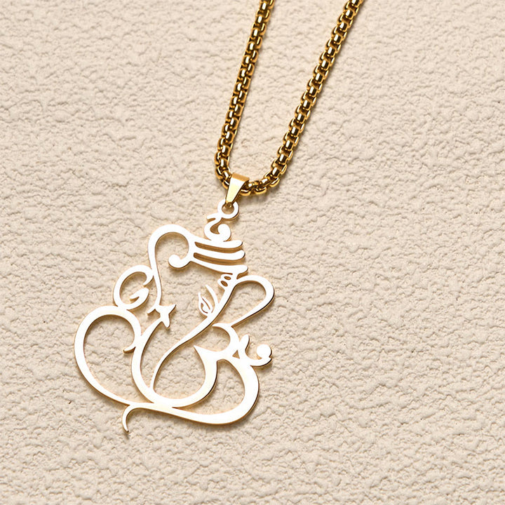 Buddha Stones Ganesh Elephant Stainless Steel Protection Necklace Pendant - image 3