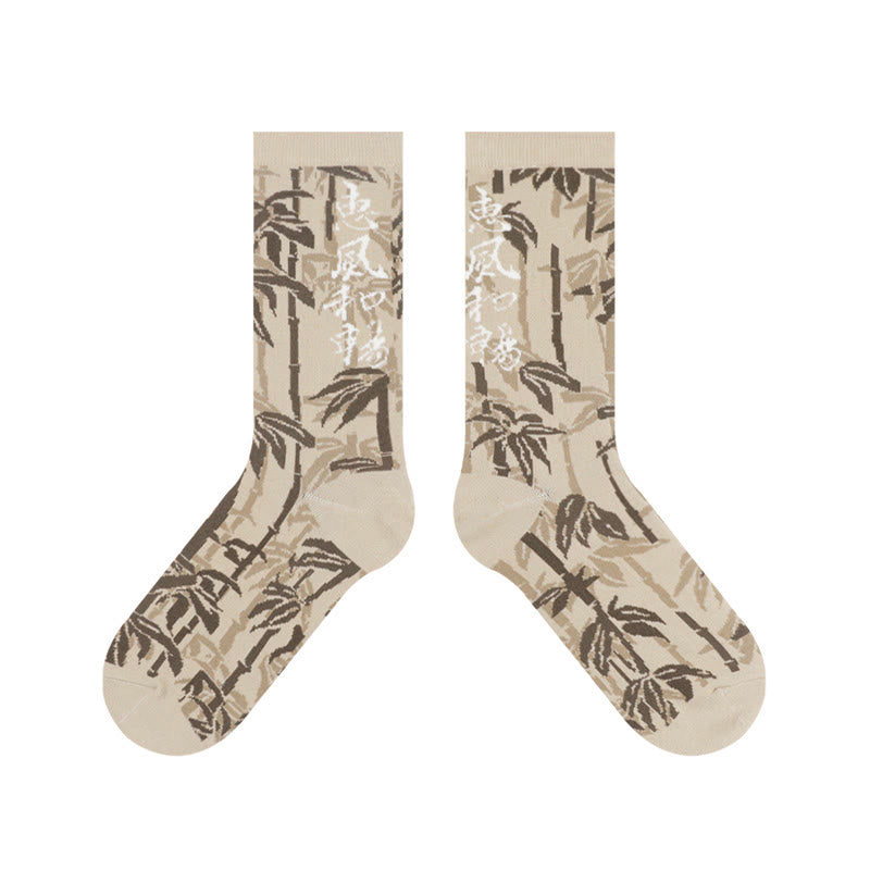 Buddha Stones Chinese Calligraphy Floral Design Micro Crew Women Cotton Socks - image 16