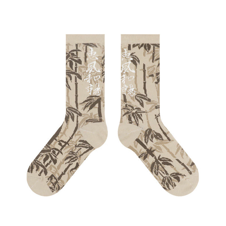 Buddha Stones Chinese Calligraphy Floral Design Micro Crew Women Cotton Socks - image 16