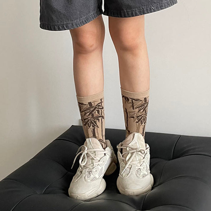 Buddha Stones Chinese Calligraphy Floral Design Micro Crew Women Cotton Socks - image 14