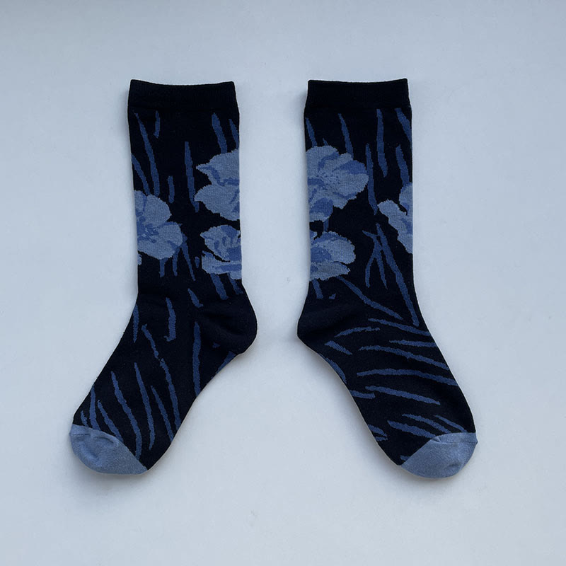 Buddha Stones Chinese Calligraphy Floral Design Micro Crew Women Cotton Socks - Black - One Size Fits Most (US 5.5-8.5,EU 36–40,UK/AU 3.5-6.5,AISA 23–25 cm) - image 17