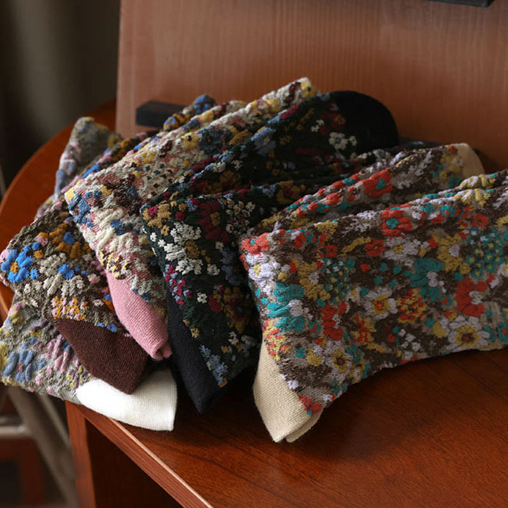 Buddha Stones Ethnic Textured Floral Pattern Women's Micro Crew Cotton Socks - image 18