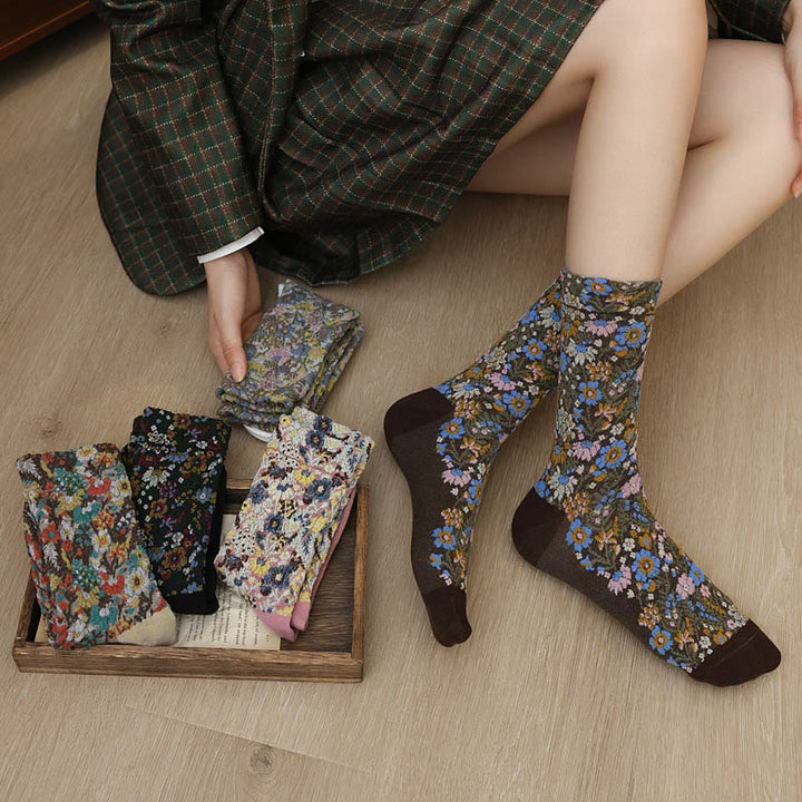 Buddha Stones Ethnic Textured Floral Pattern Women's Micro Crew Cotton Socks - image 21