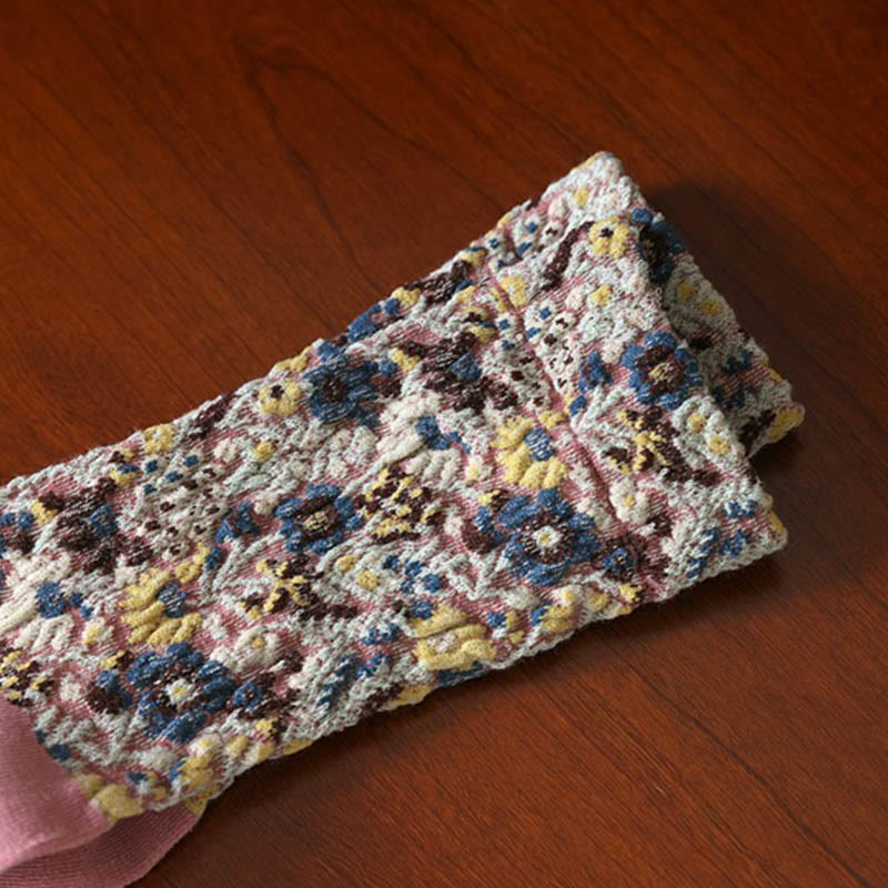 Buddha Stones Ethnic Textured Floral Pattern Women's Micro Crew Cotton Socks - image 15