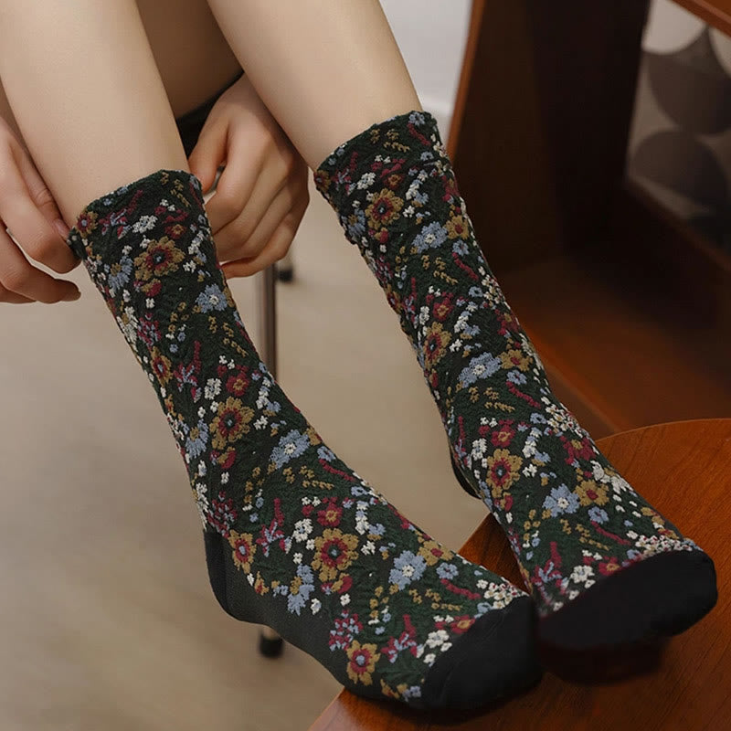 Buddha Stones Ethnic Textured Floral Pattern Women's Micro Crew Cotton Socks - image 9
