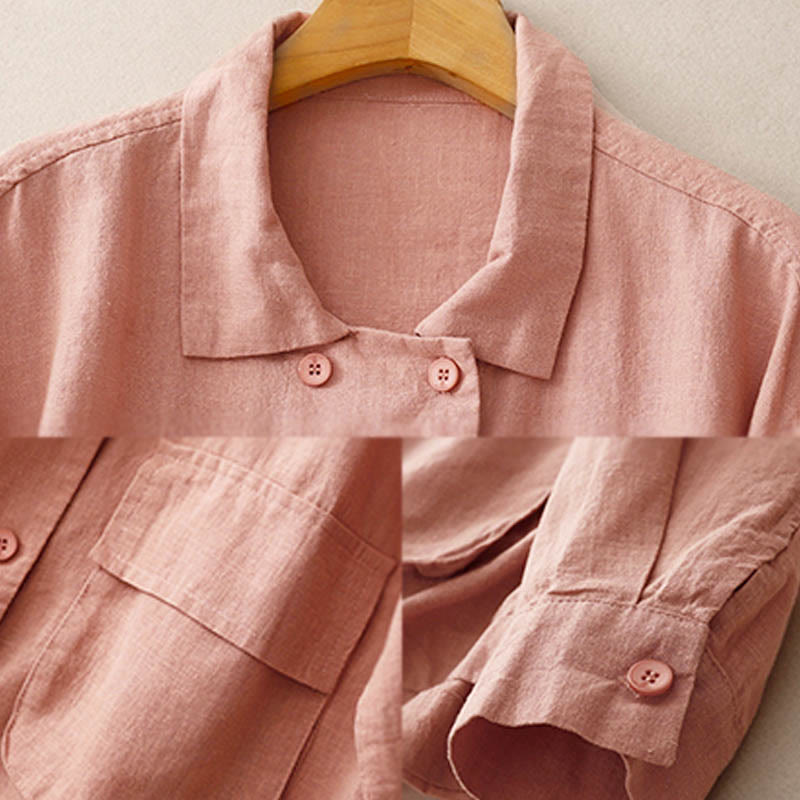 Buddha Stones Double‑Breasted Design Long Sleeve Women's Cotton Jacket With Pockets - image 21