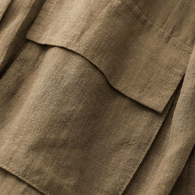 Buddha Stones Double‑Breasted Design Long Sleeve Women's Cotton Jacket With Pockets - image 3