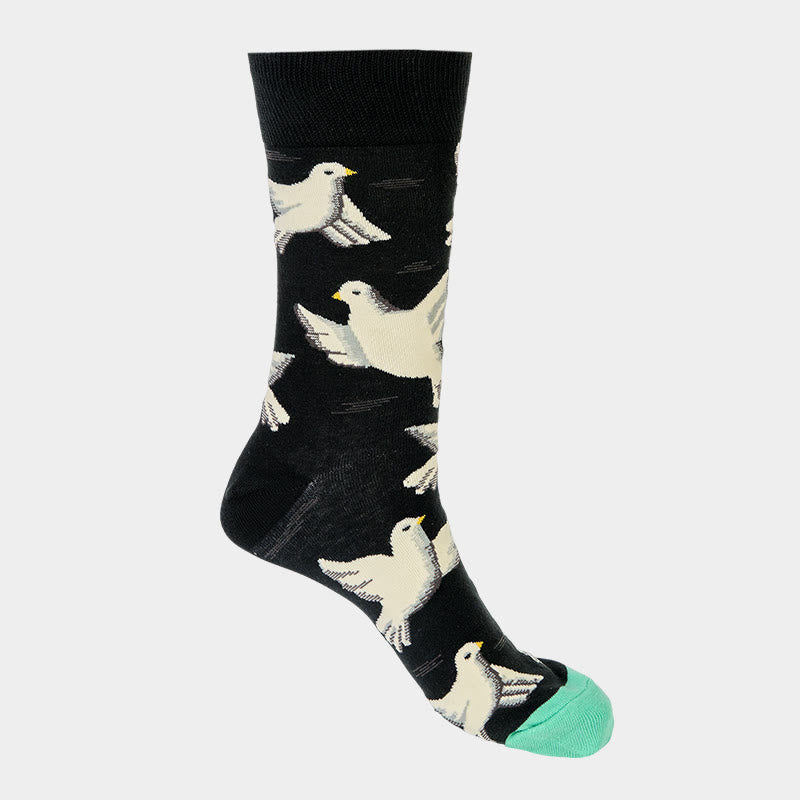 Buddha Stones Doves Pattern Design Men Women Unisex Cotton Crew Socks - image 4