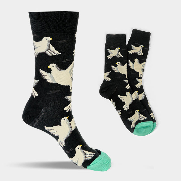 Buddha Stones Doves Pattern Design Men Women Unisex Cotton Crew Socks - image 7