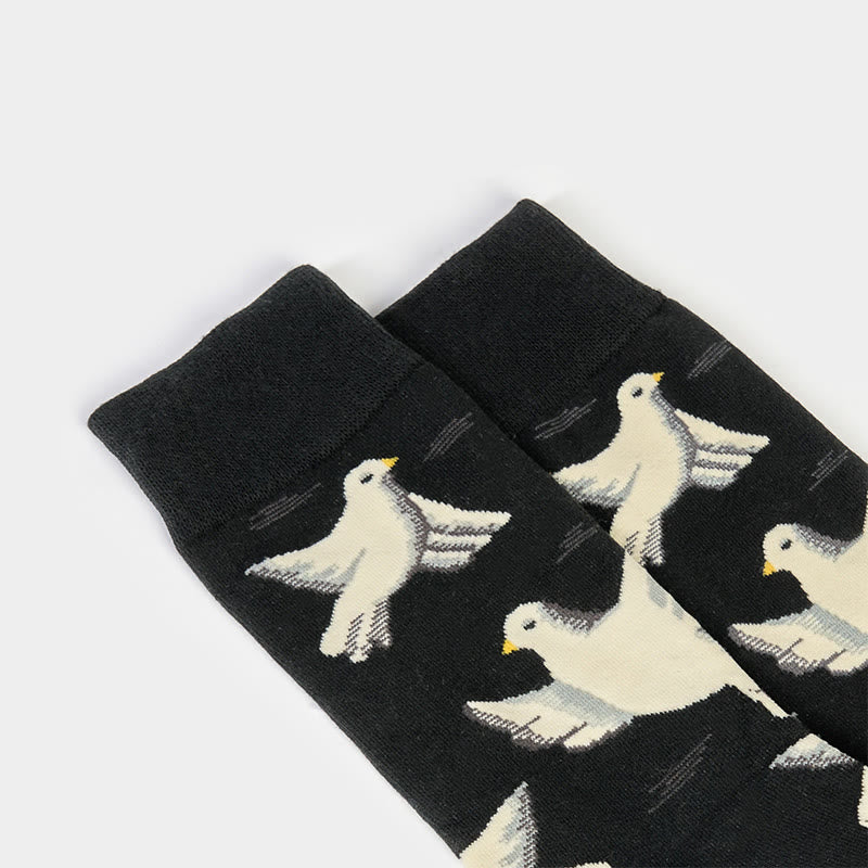 Buddha Stones Doves Pattern Design Men Women Unisex Cotton Crew Socks - image 8