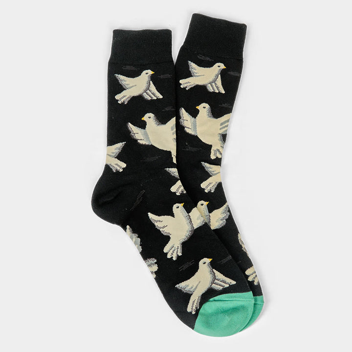 Buddha Stones Doves Pattern Design Men Women Unisex Cotton Crew Socks - image 5