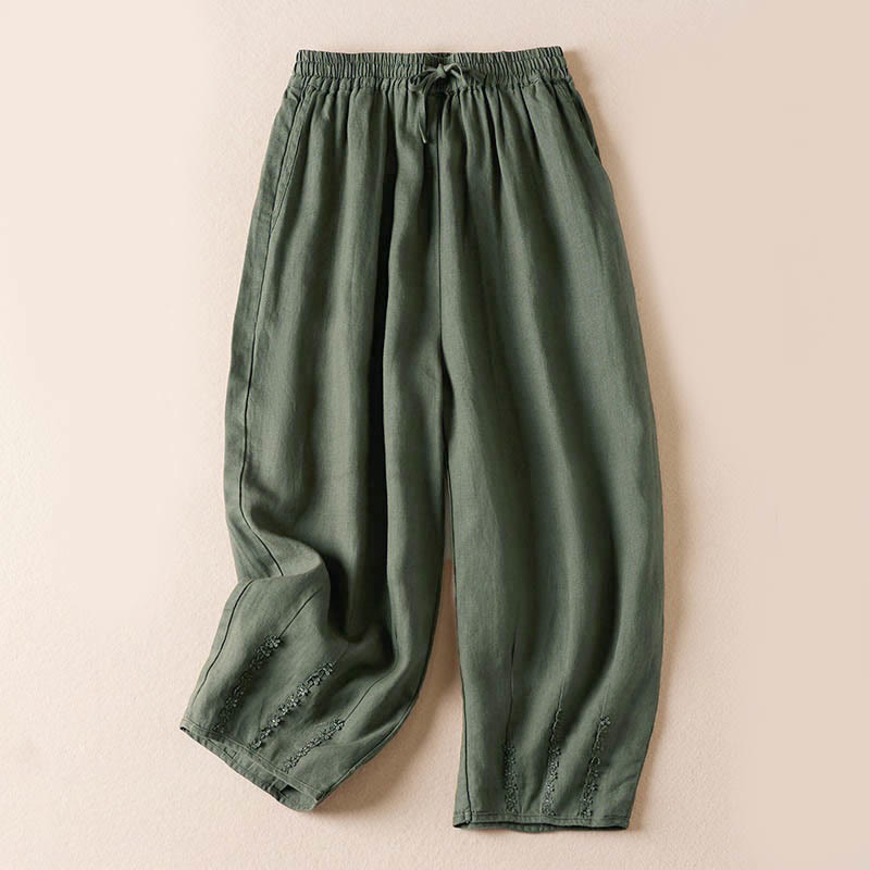 Buddha Stones Summer Small Flower Embroidery  Harem Pants With Pockets - DarkSeaGreen - US8-10,UK/AU12-14,EU40-42 (2XL) - image 28
