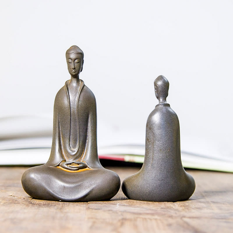 Buddha Stones Handmade Sakyamuni Buddha Iron Powder Rust Cast Resin Statue Home Decoration - image 22