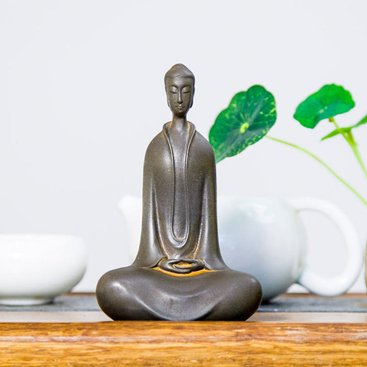 Buddha Stones Handmade Sakyamuni Buddha Iron Powder Rust Cast Resin Statue Home Decoration - image 15